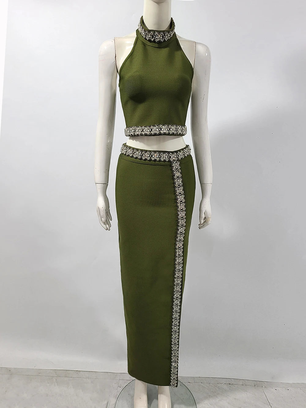 Diamond Halter Top & Long Skirt Set