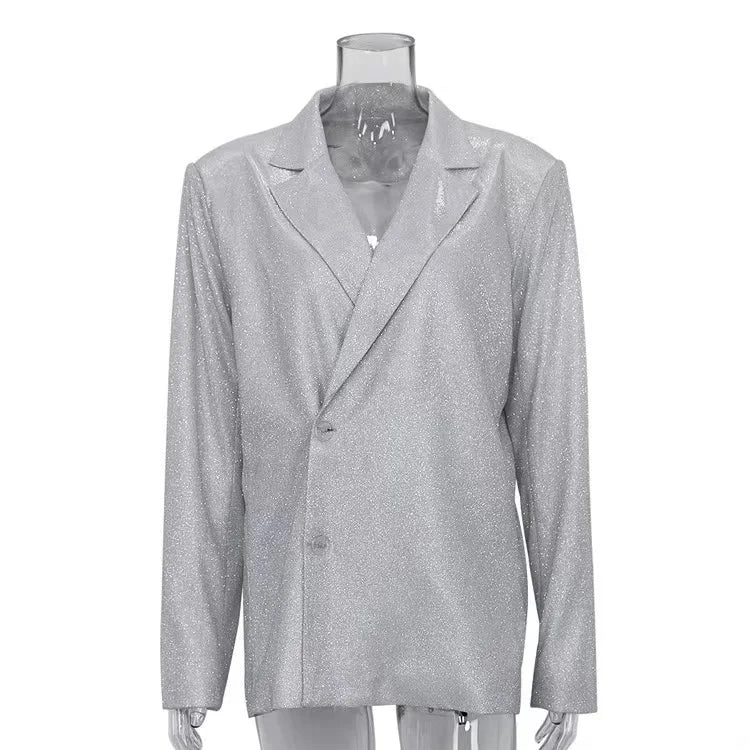 Sparkly Silver Blazer & Trousers Set