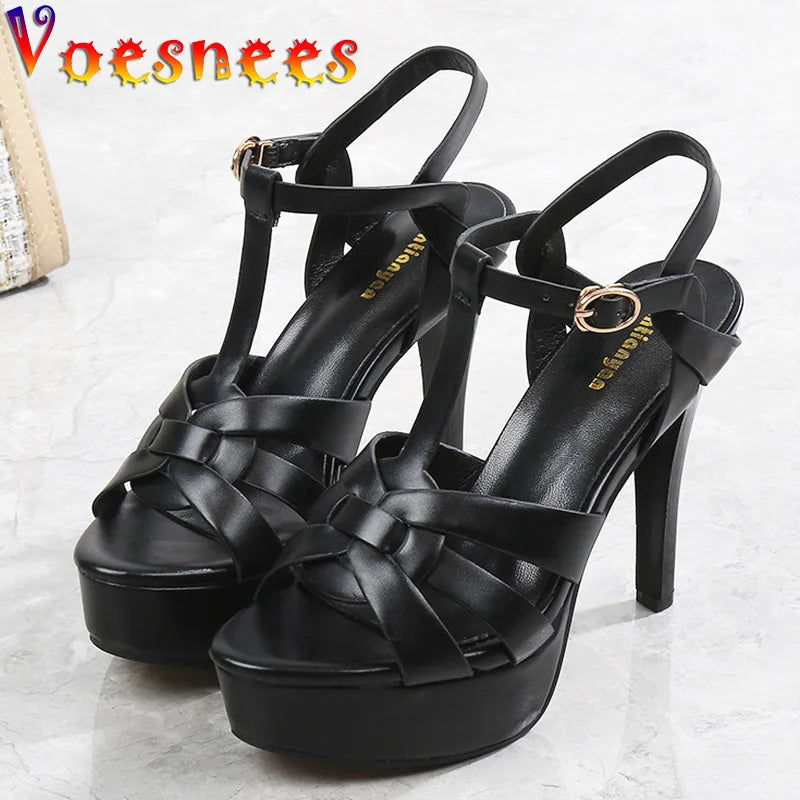 RomaWave | Microfiber Platform Stiletto Slides – Open Toe Party Sandals