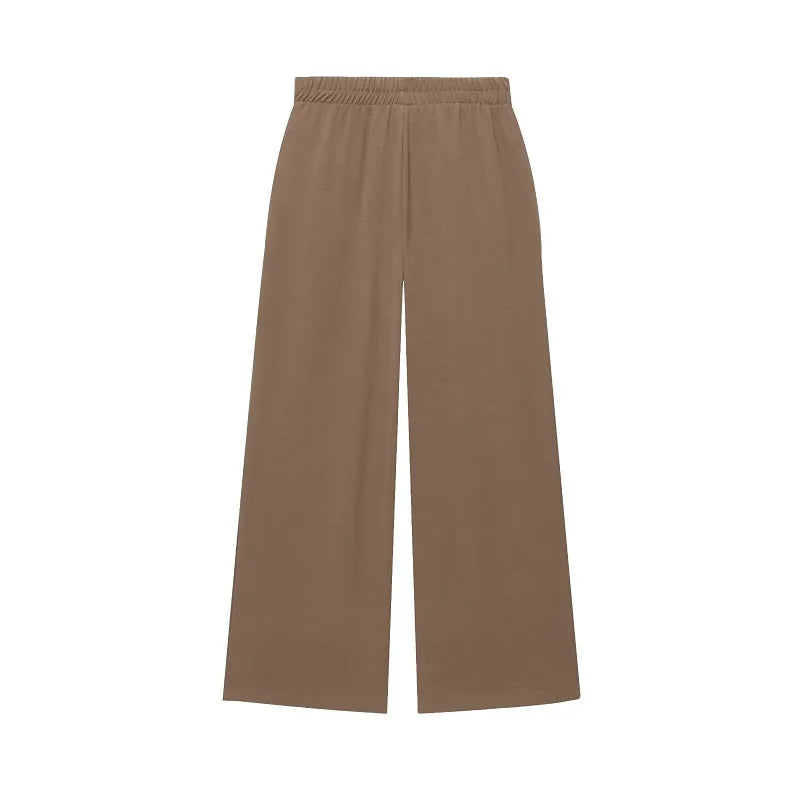 High Waist Baggy Pants & Long Sleeve Shirt Set – Summer Casual Two Piece