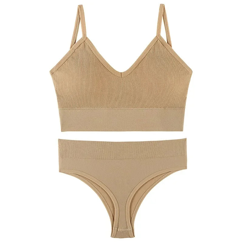 Wireless Seamless Lingerie Set – G-String & Crop Top
