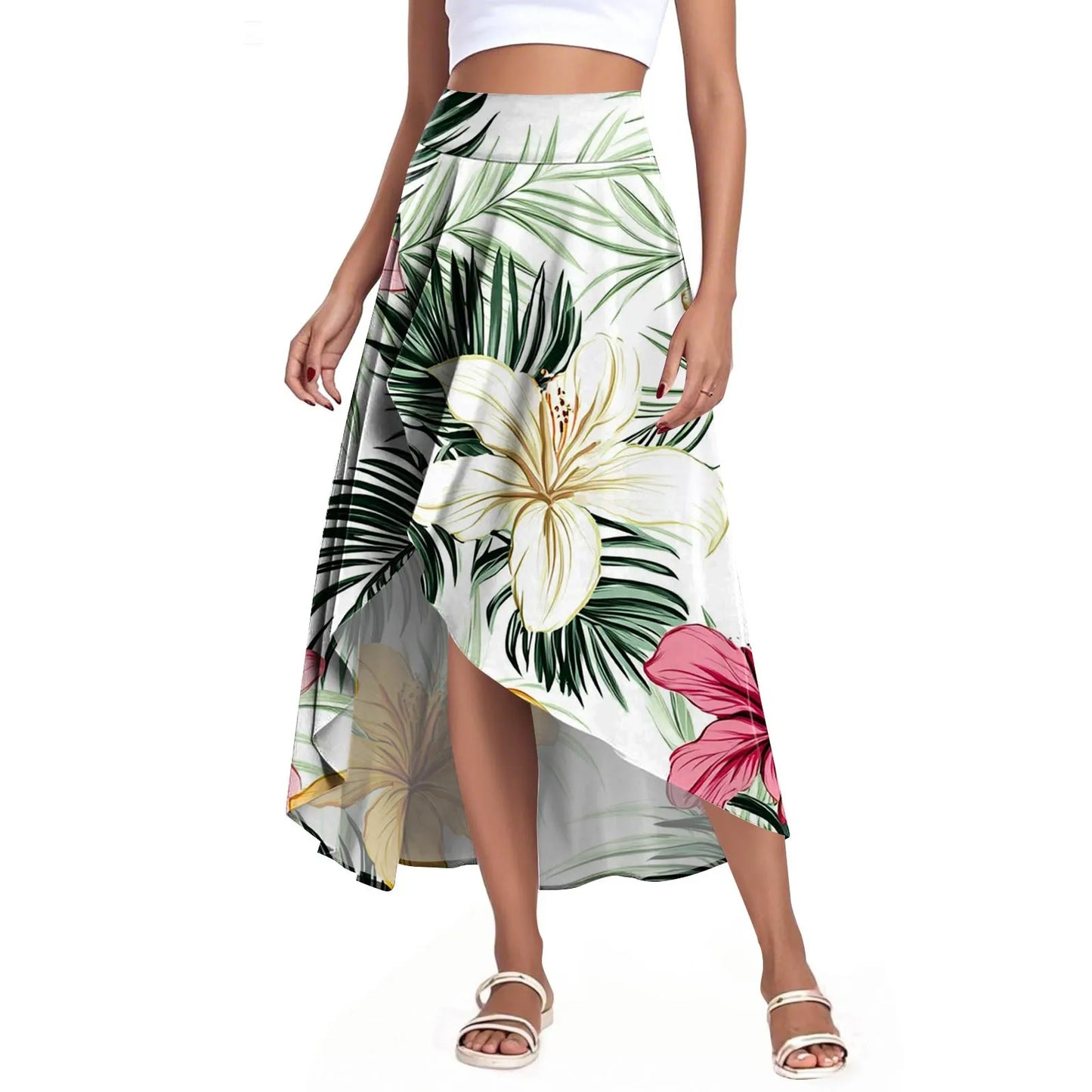 High Waist Wrap Skirt with Shorts — Summer Ruffle Maxi