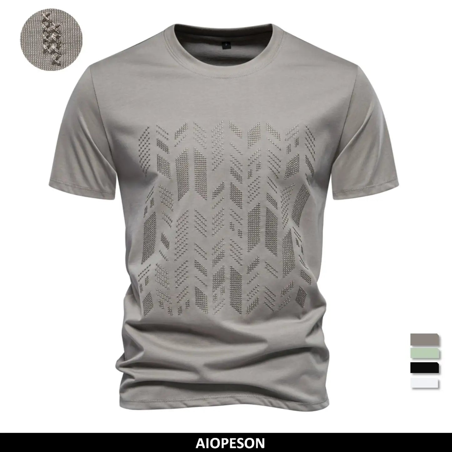 Cotton Blend Embroidered Tee – Refined Finish