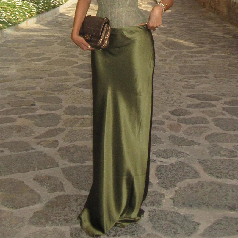Lace Satin Spaghetti Top & Skirt Set
