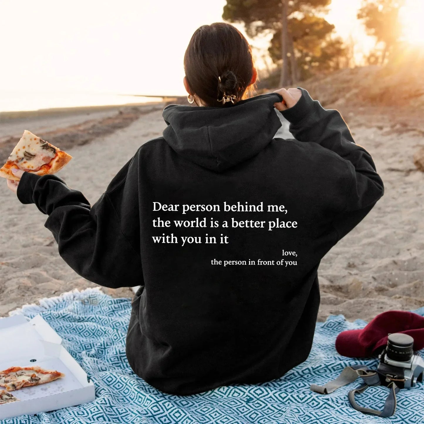 Oversized Letter Hoodie — “Dear Person Behind Me” Print, Casual
