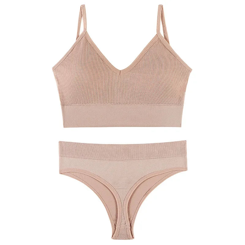Wireless Seamless Lingerie Set – G-String & Crop Top