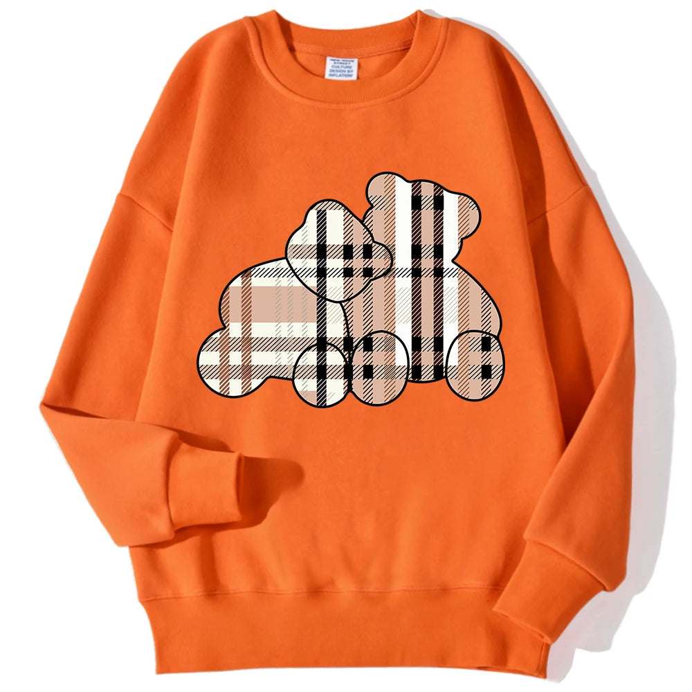 Teddy Bear Print Hoodie — Soft Crewneck, Warm Winter Pullover