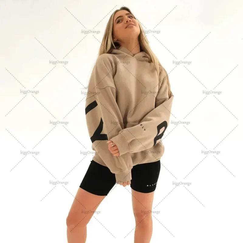Oversized Letter Print Hoodie — Casual Streetwear, Y2K Inspired