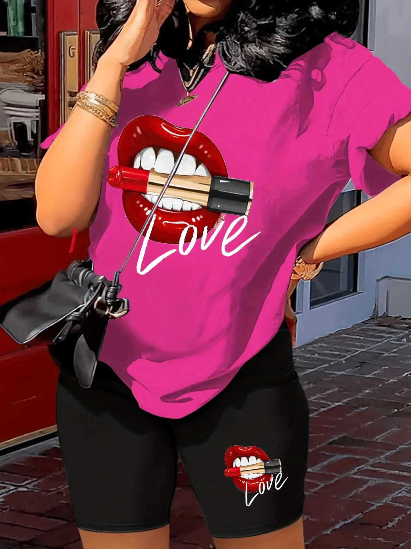 Love Print Set – Lip Tee & Lounge Shorts