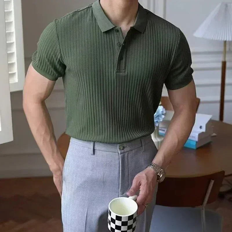 Retro Knit Striped Polo – Lightweight, Elevated Casualwear