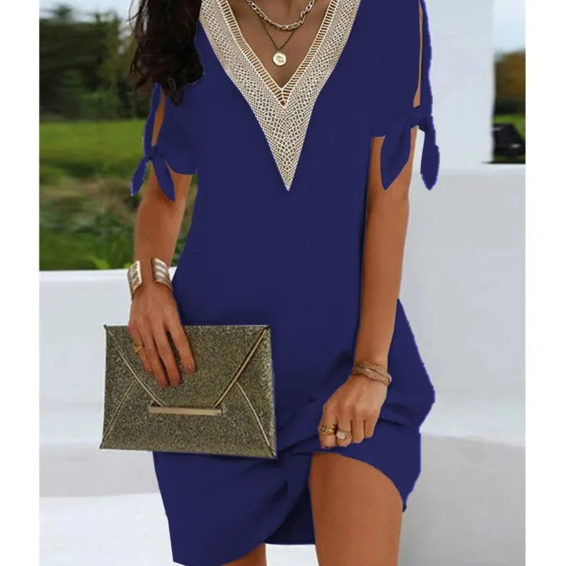 Elegant Satin Evening Dress — Deep V-Neck, 3/4 Sleeves, Bridal & Formal Gown