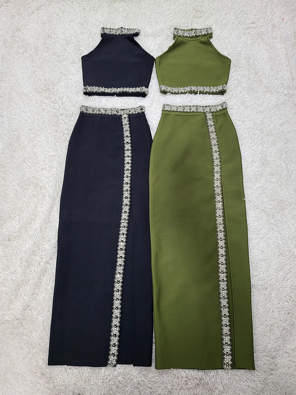 Diamond Halter Top & Long Skirt Set