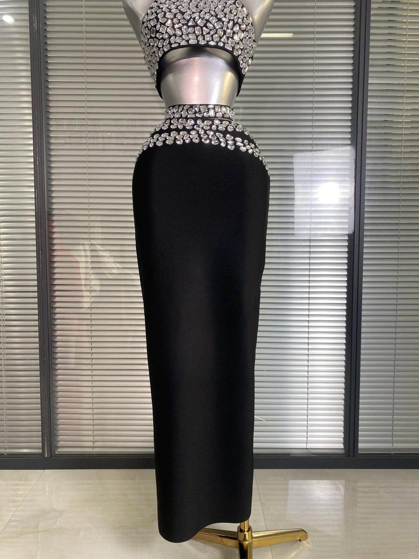 Crystal Bandage Top & Long Skirt Set