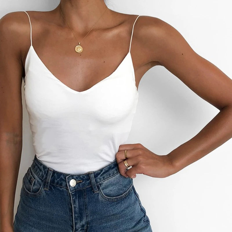 Satin Solid Slim Camisole — Summer Strap Vest