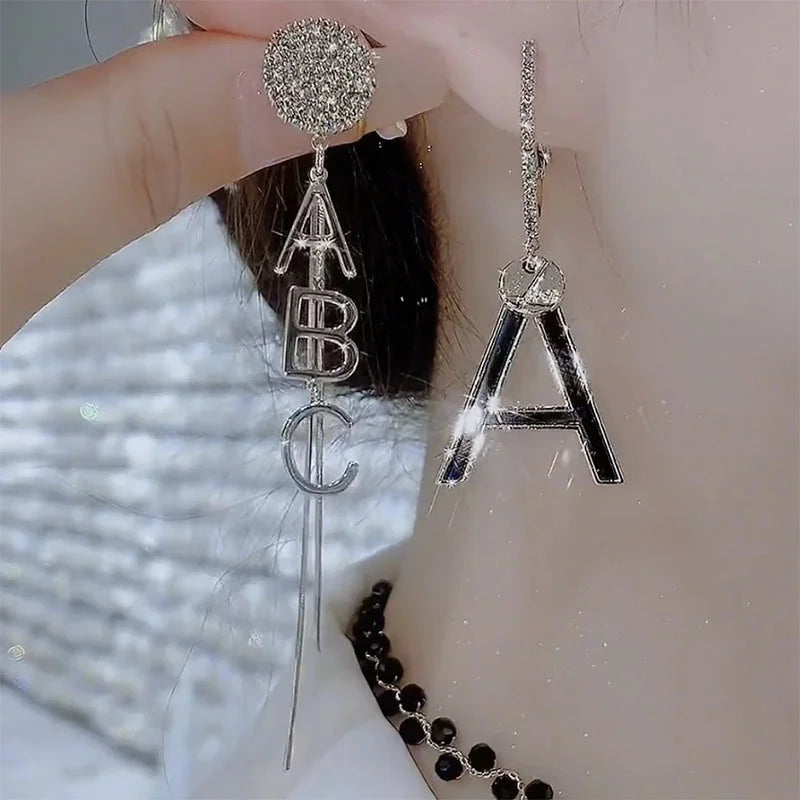Asymmetrical Crystal Drop Earrings – Statement Geometric Design