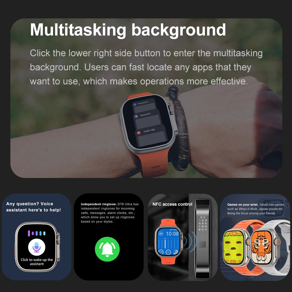 Smartwatch Ultra Pro – 49mm AMOLED, Wireless Charging, Sports & Fitness Mode
