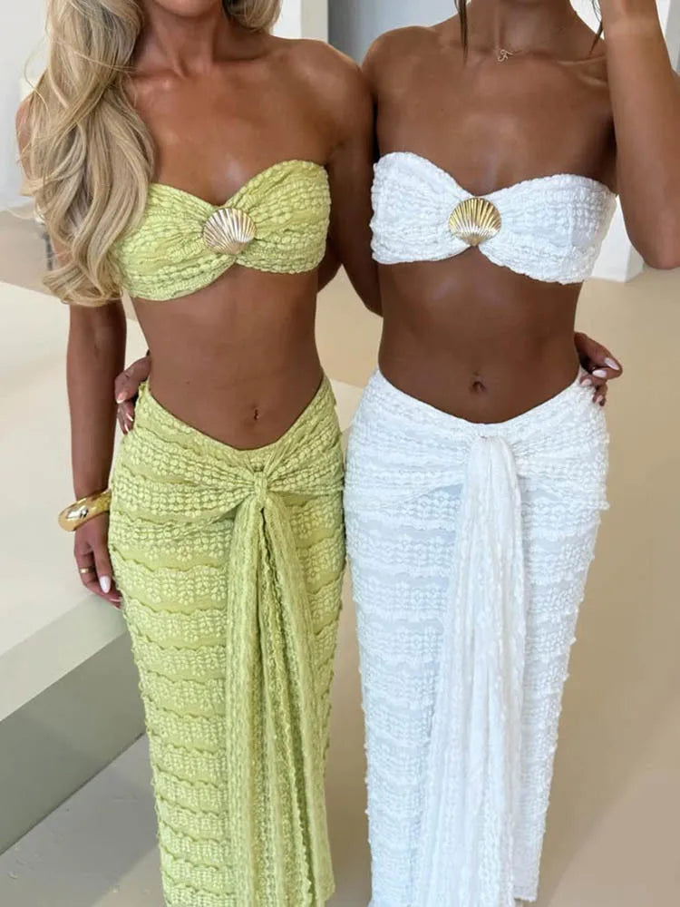 Shell Sequin Bandeau & Maxi Skirt Set