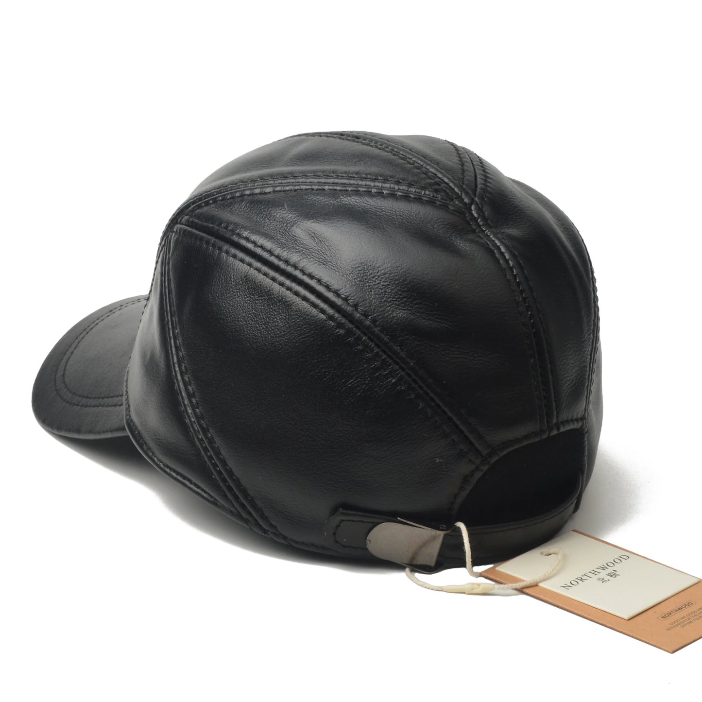 NORTHWOOD Leather Baseball Cap – Fleece-Lined Winter Hat with Ear Flaps