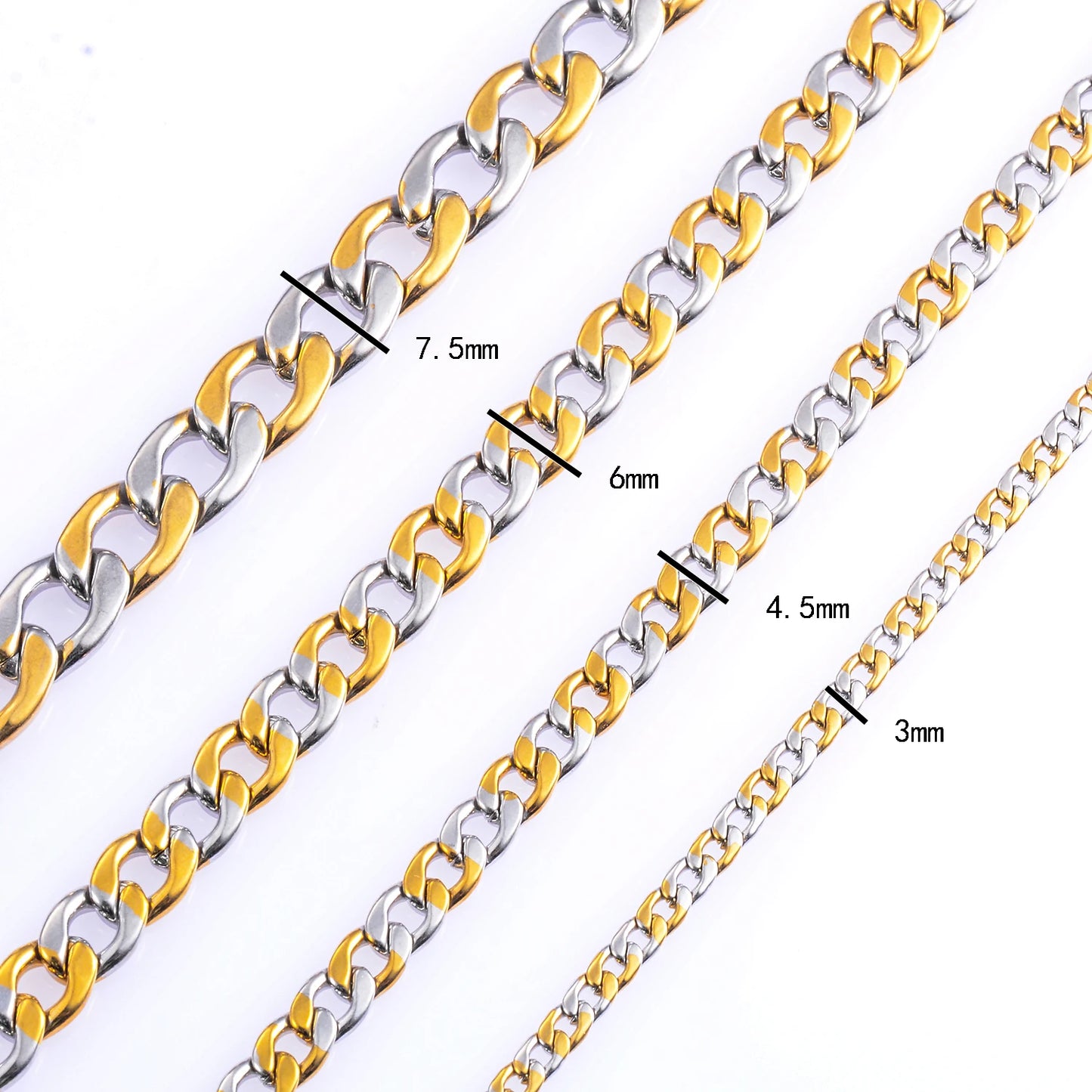 Cuban Link Bracelet – Silver & Gold Stainless Steel Design