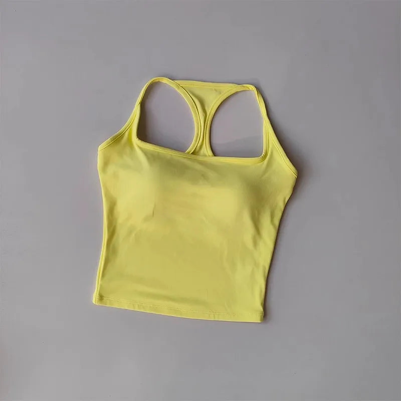 Cross-Back Training Bra — One-Piece Cup Sports Vest for Active Women