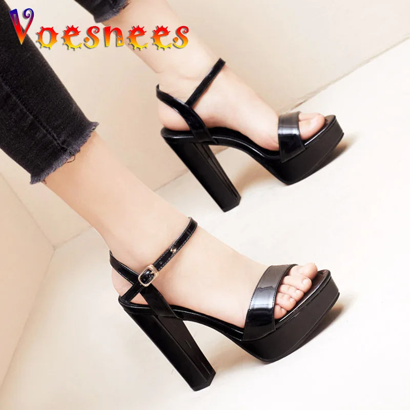 Elevate | Chunky 12CM Heel Sandals – Waterproof Platform & Ankle Strap