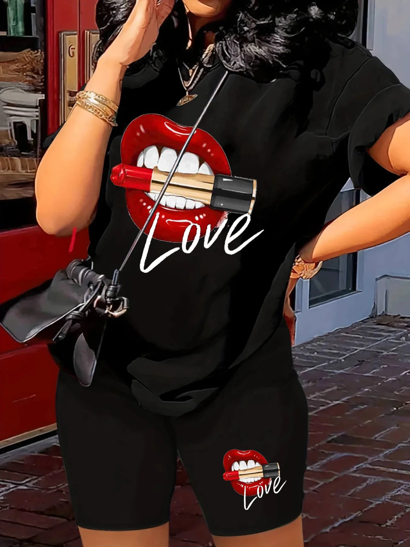 Love Print Set – Lip Tee & Lounge Shorts