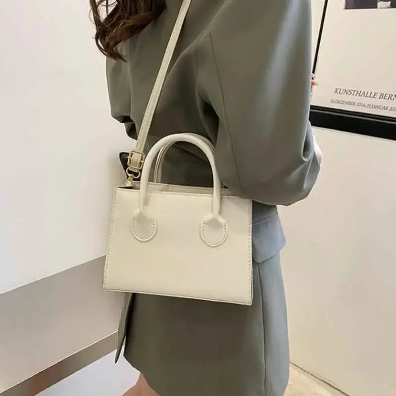 Minimalist Black Square Bag | Classic Top Handle Purse