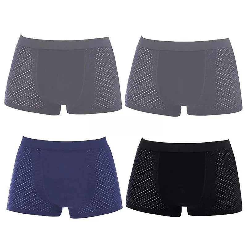 4-Pack Bamboo Boxer Briefs – Ultra Soft, Anti-Odor, Mesh Ventilation Comfort