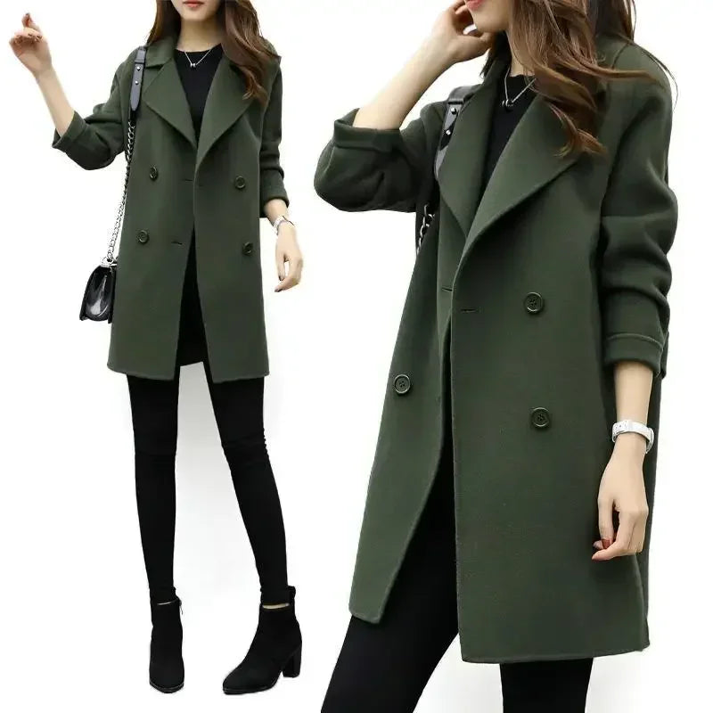 Woolen Double-Button Overcoat