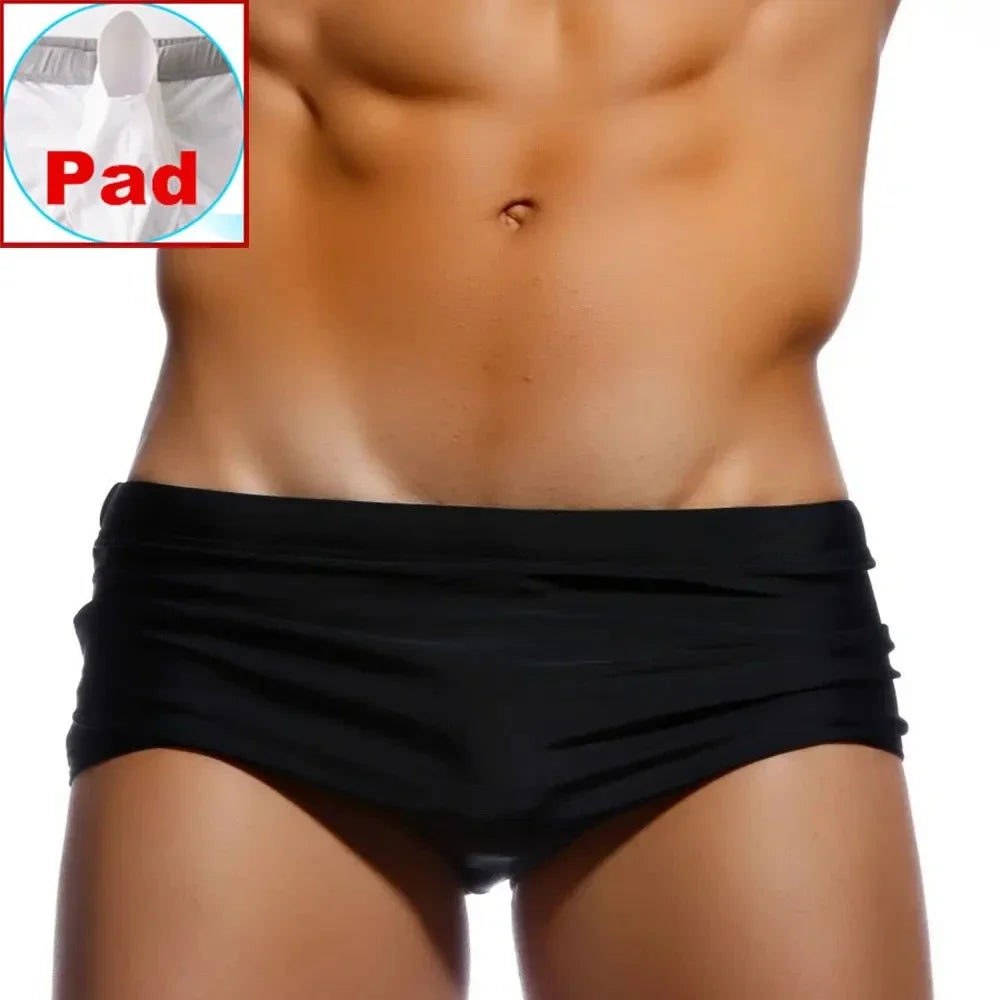 Square Graffiti Print Swim Boxer Briefs — Brazilian Cut