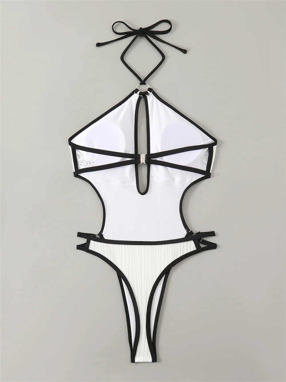 Ribbed Micro Monokini with Hollow Back & Contrast Trim