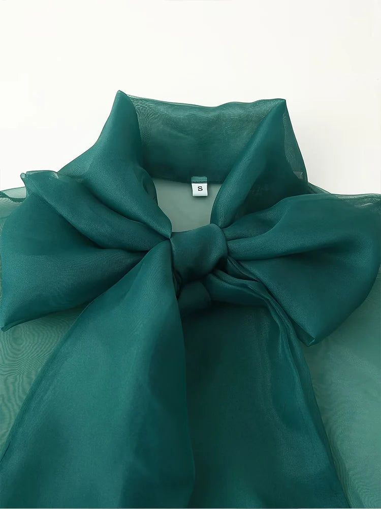 Bow Shirt & Skirt Two-Piece Set