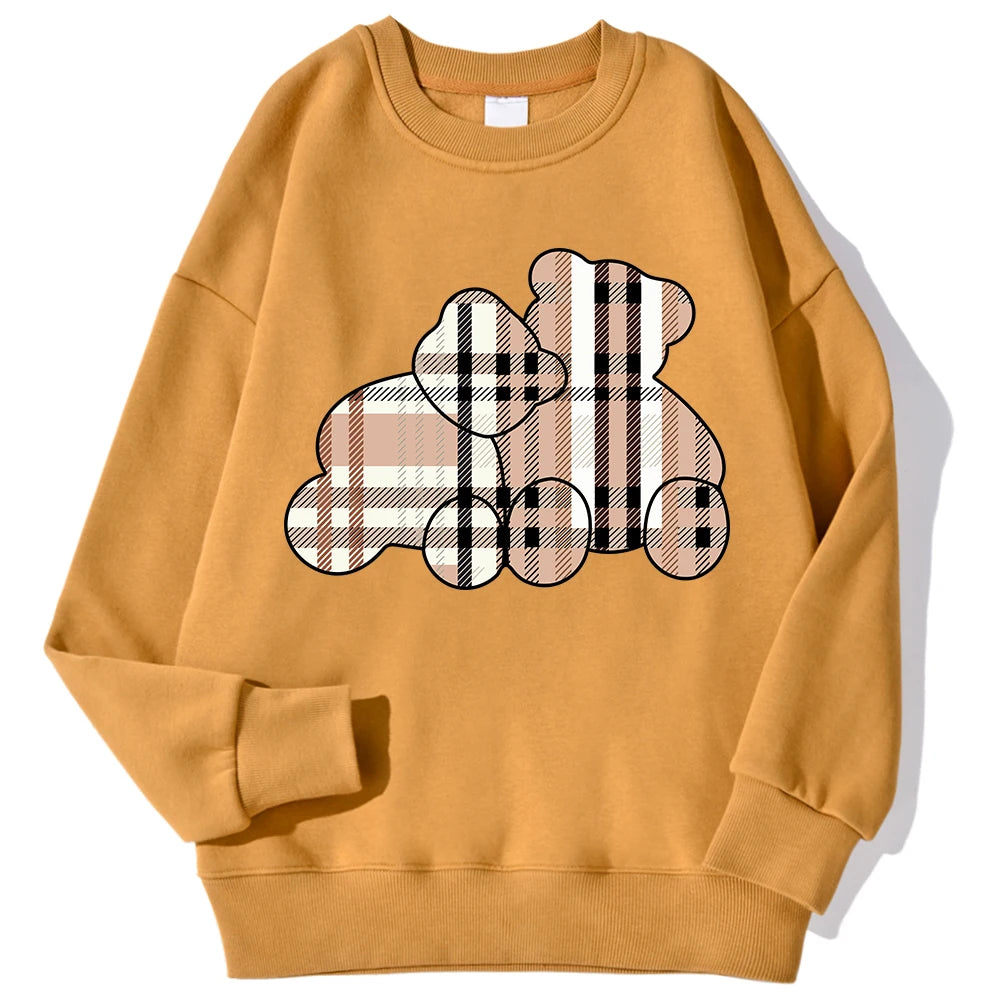 Teddy Bear Print Hoodie — Soft Crewneck, Warm Winter Pullover