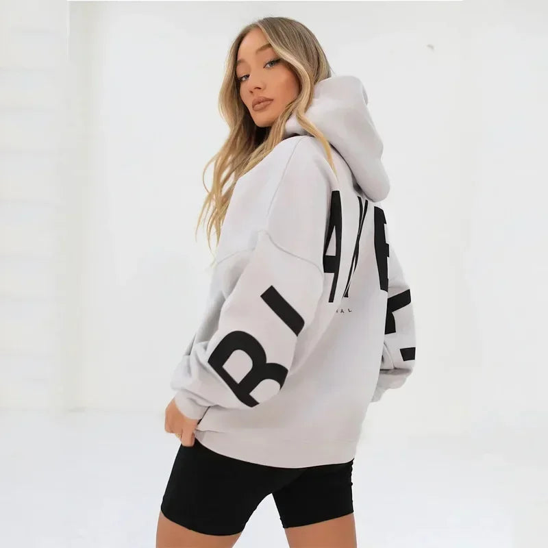 Oversized Letter Print Hoodie — Casual Streetwear, Y2K Inspired