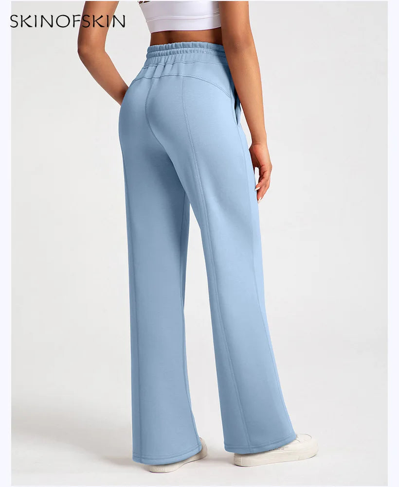 Modal Yoga Pants — High-Waist Sand-Washed Straight Leg Fitness Trousers