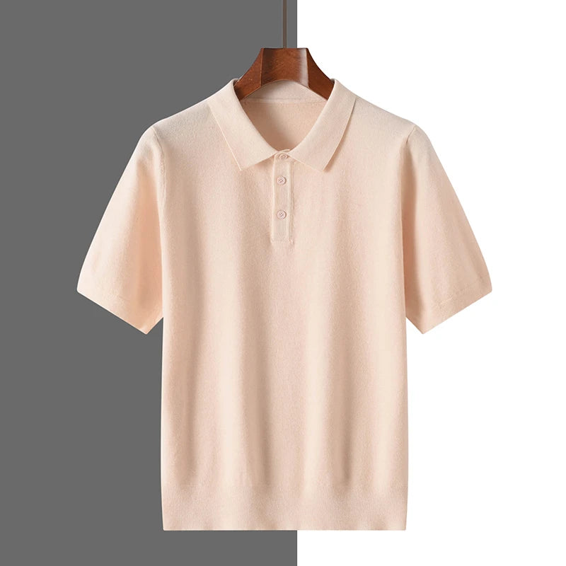 Pure Wool Polo Shirt – Business Casual Knit with Soft Finish