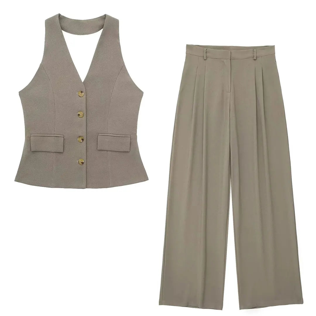Halter Blazer Vest & Trousers Suit