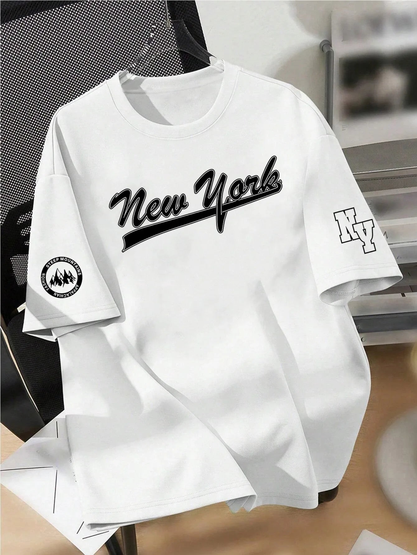 Loose Fit Cotton Tee – NYC Letter Print