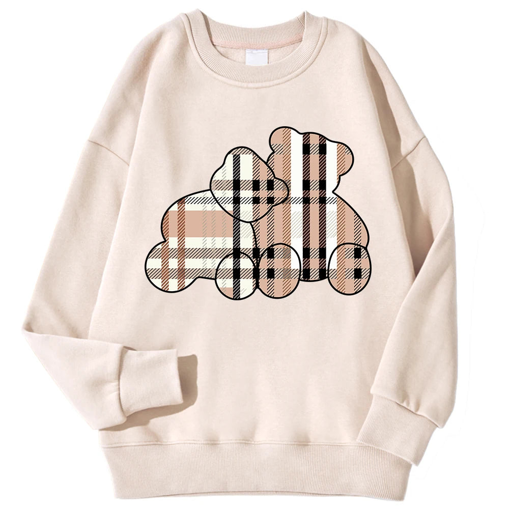 Teddy Bear Print Hoodie — Soft Crewneck, Warm Winter Pullover