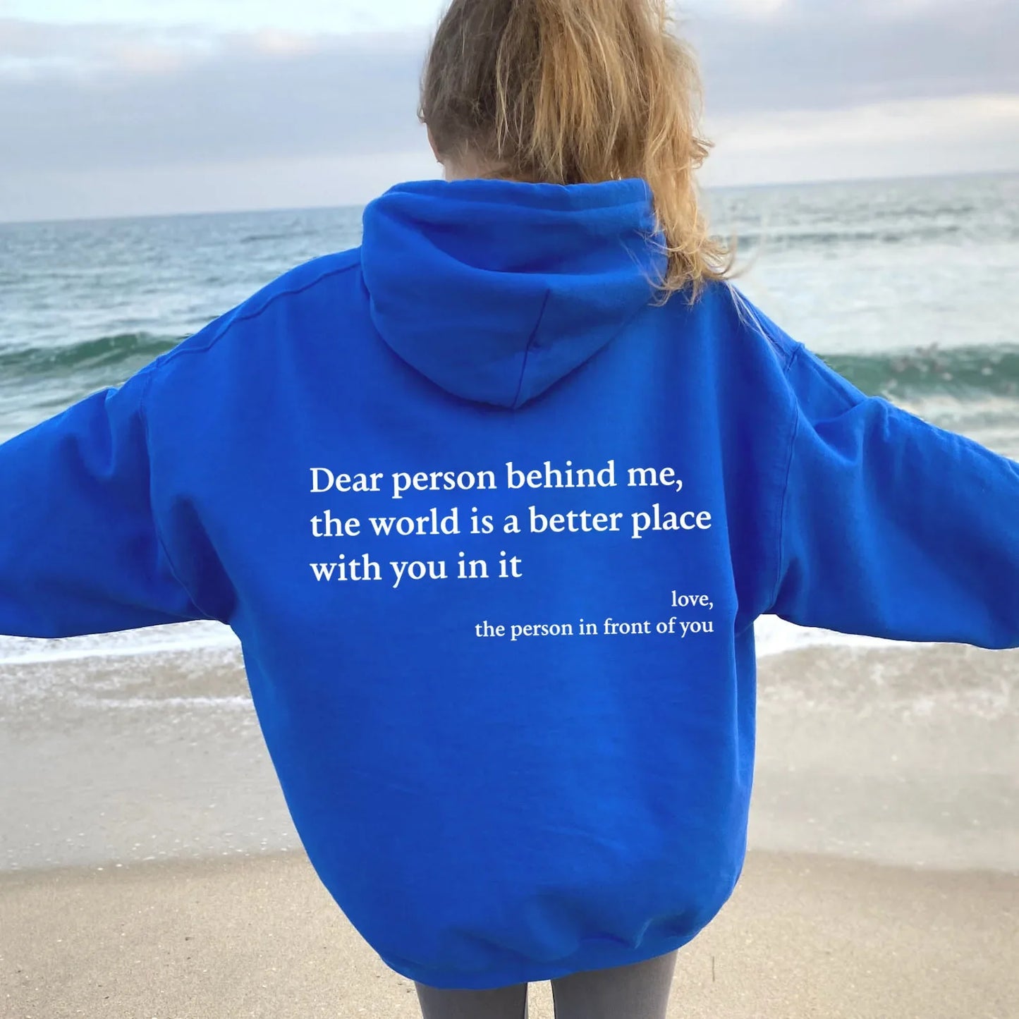 Oversized Letter Hoodie — “Dear Person Behind Me” Print, Casual