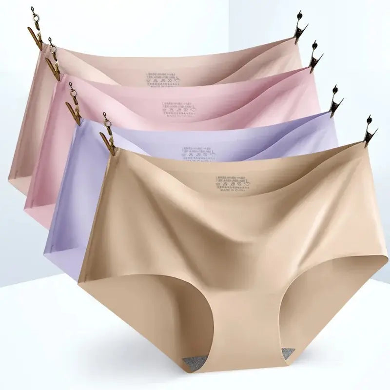 Ice Silk Seamless Panties – Plus Size, Lightweight – 10-Pack