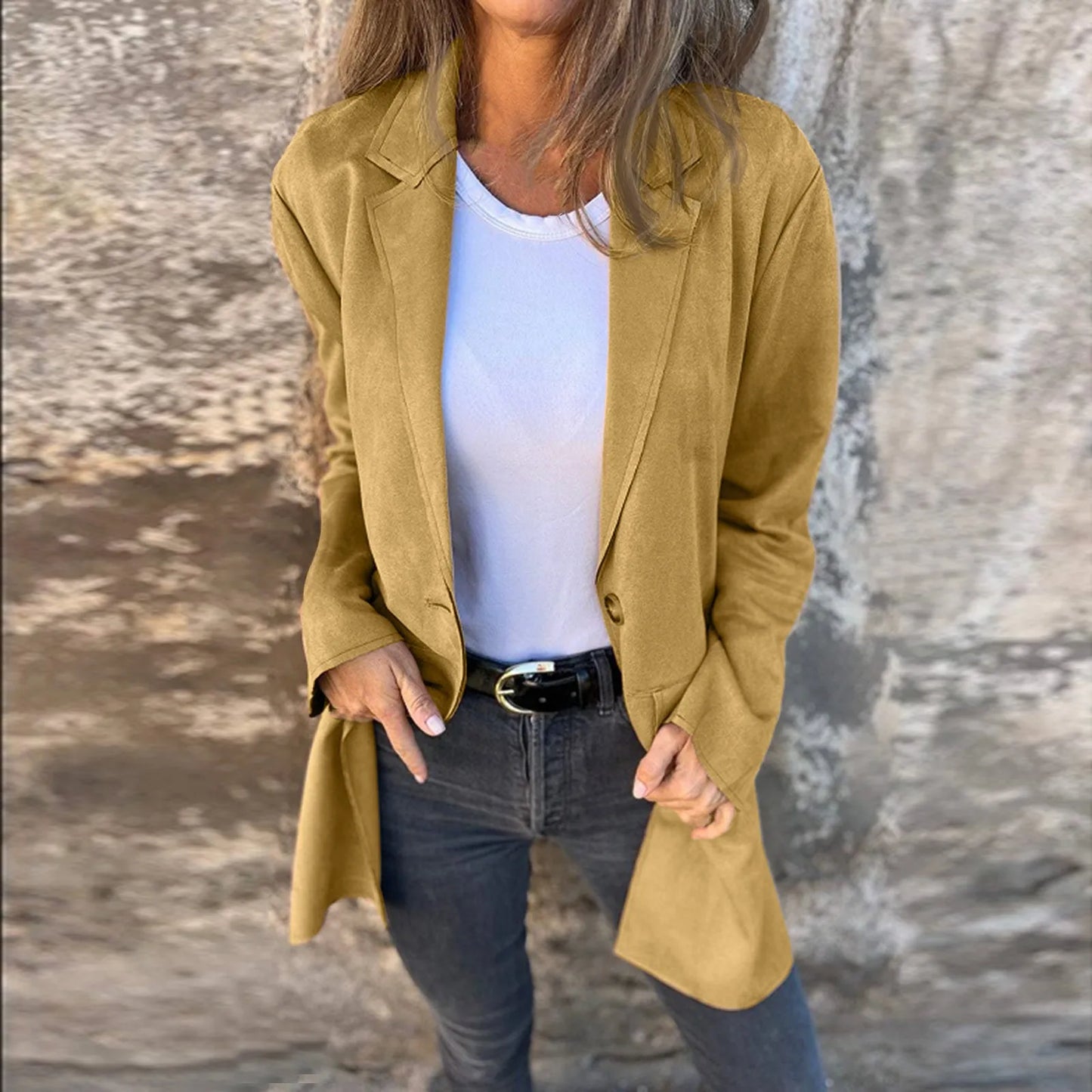Solid Blazer Overcoat