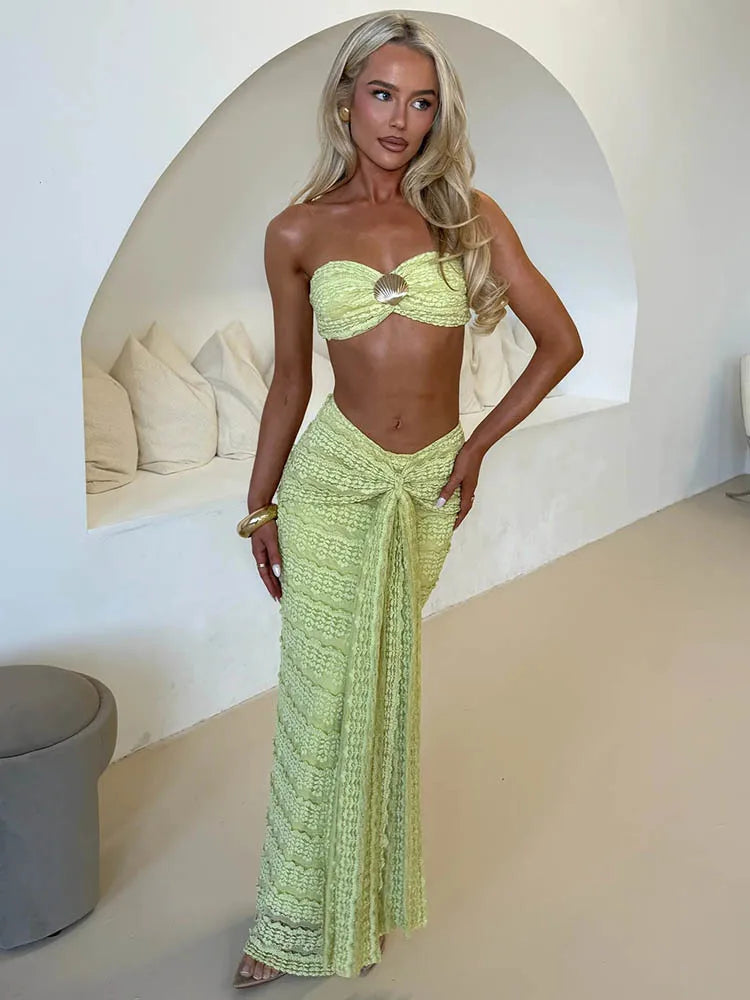Shell Sequin Bandeau & Maxi Skirt Set