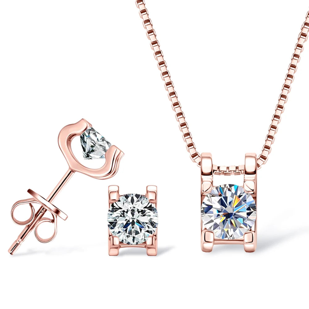 Moissanite Pendant & Earrings Set – 0.5ct Silver Glow