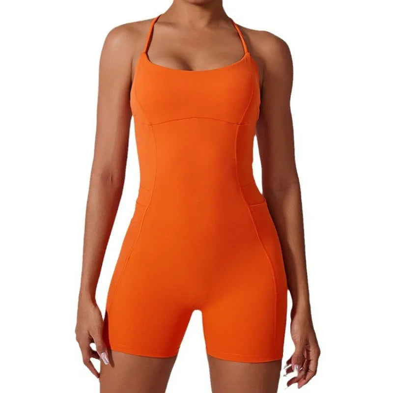 CoreZip Gym Romper – Seamless Workout Jumpsuit