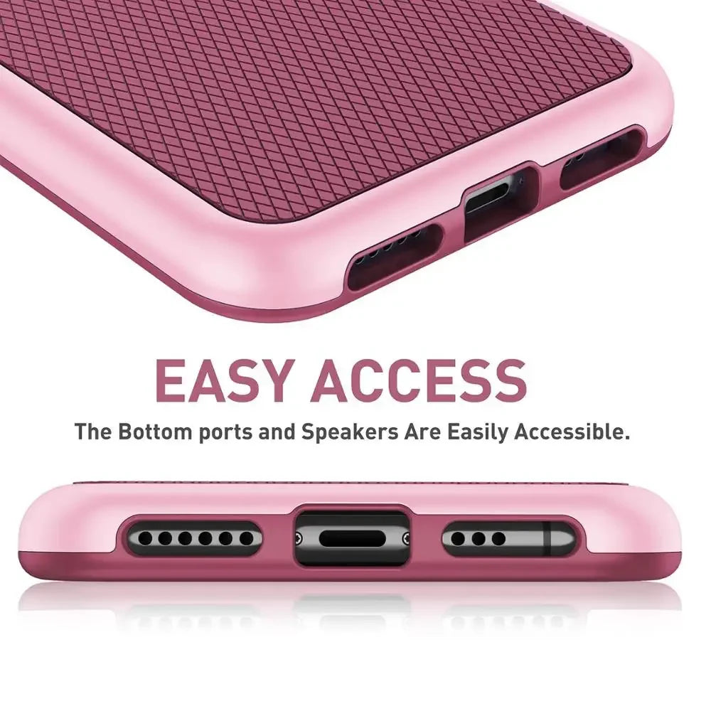 Hybrid Shockproof Silicone Armor Case – iPhone 6 to 15 Plus | Anti-Slip Grip Protection