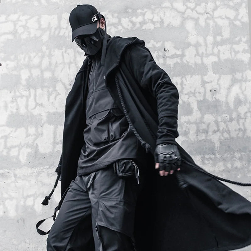 Hooded Long Trench Coat — Casual Streetwear Outerwear