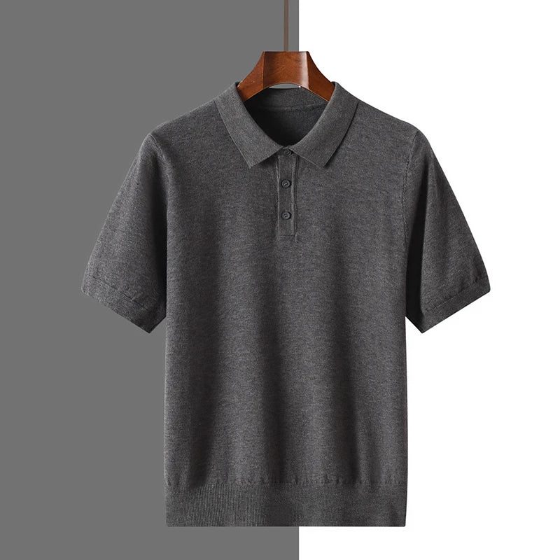 Pure Wool Polo Shirt – Business Casual Knit with Soft Finish
