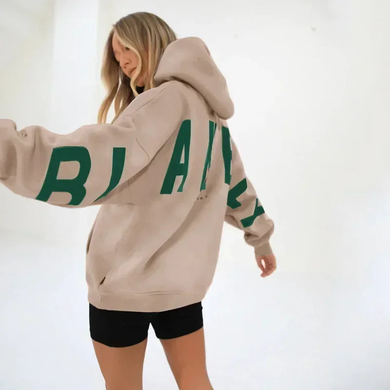 Oversized Letter Print Hoodie — Casual Streetwear, Y2K Inspired