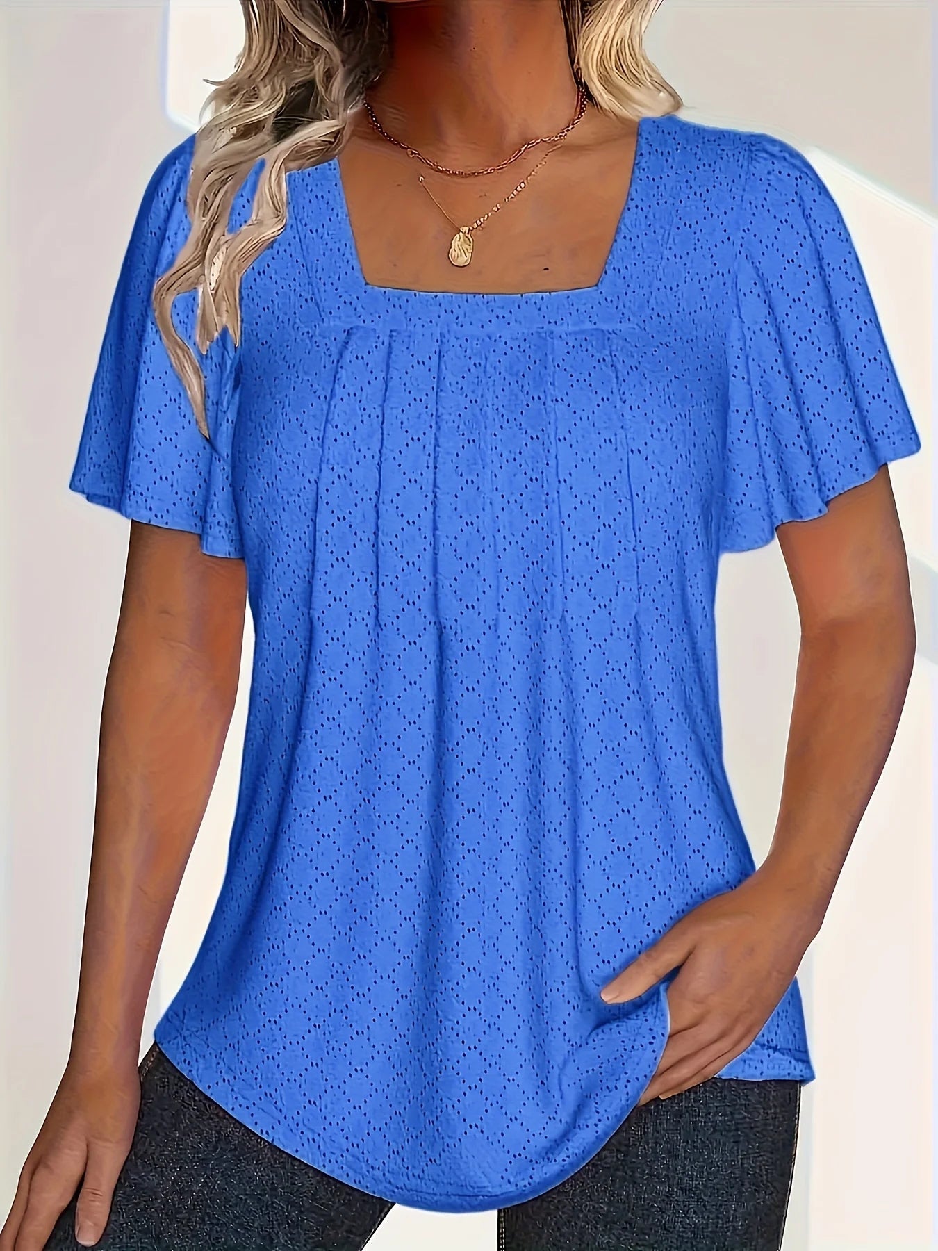 Grace & Ease – Plus Size Hollow Ruffle Sleeve Top